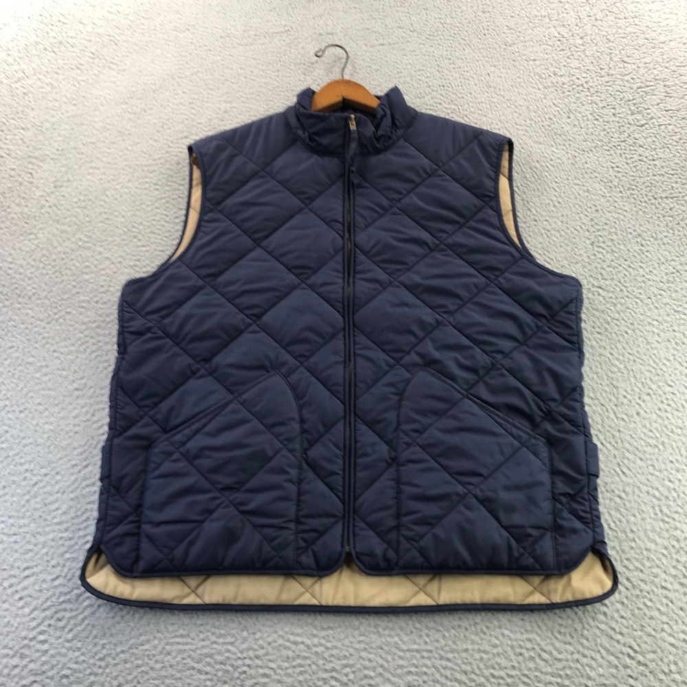 J.Crew Vest Mens Large Blue Diamond Quilted Preppy Authentic Outerwear Full Zip